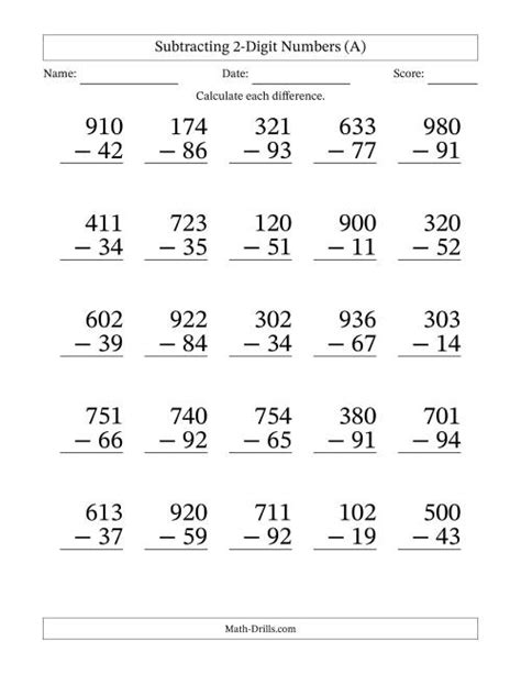 Subtraction Worksheets Math Drills Multi Digit Subtraction - Multi Digit Subtraction