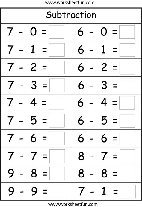 Subtraction Worksheets Math Worksheets 4 Kids Subtraction Table Worksheet - Subtraction Table Worksheet
