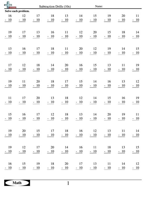 Subtraction Worksheets Subtraction Drill Sheets - Subtraction Drill Sheets