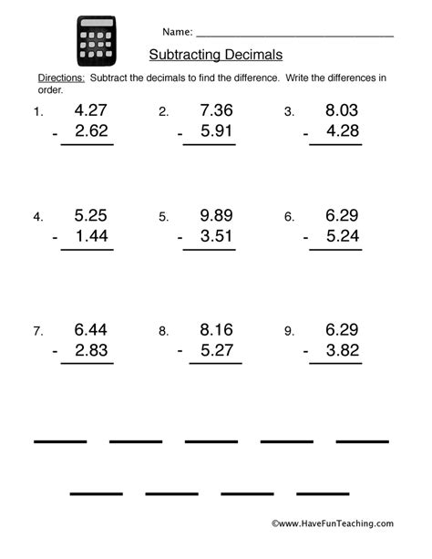Subtraction Worksheets Subtraction With Decimals Subtracting With Decimals Worksheet - Subtracting With Decimals Worksheet