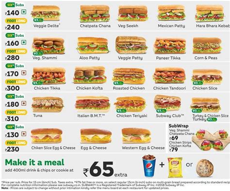 Subway Menu Pdf