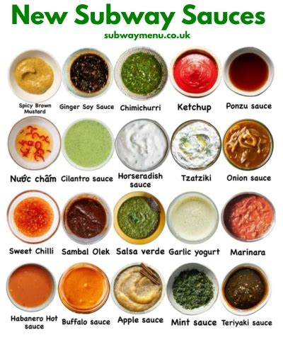 Subway Sauces List