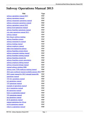 Read Subway Operations Manual 