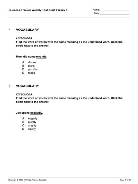 Success Tracker Weekly Test Unit 1 Week 3 1 Vocabulary
