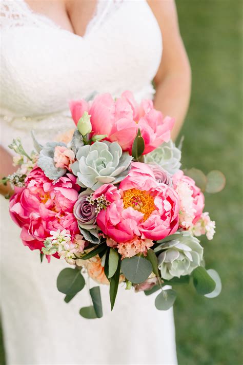 Succulent And Peony Bouquet