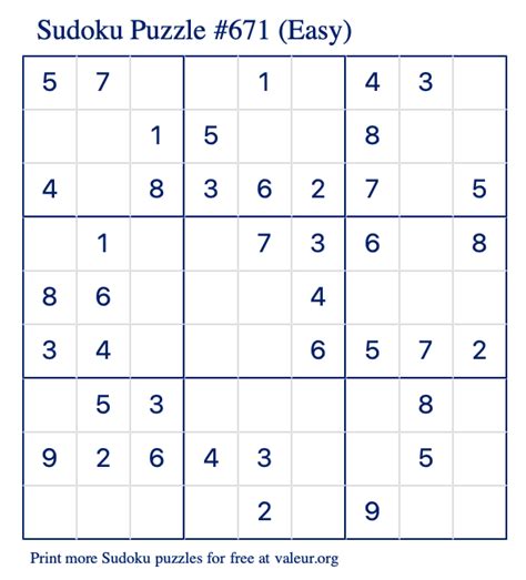 Sudoku Free Printable Easy