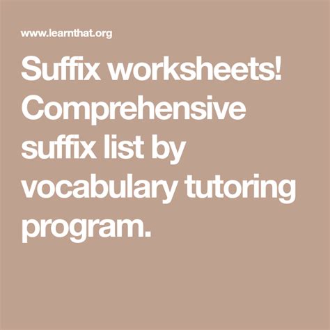 Suffix Worksheets Comprehensive Suffix List By Vocabulary Suffix Ed Worksheet - Suffix Ed Worksheet
