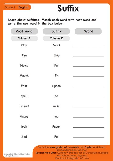 Suffix Worksheets For Grade 2 Grade1to6 Com Suffix Worksheet Grade 2 - Suffix Worksheet Grade 2