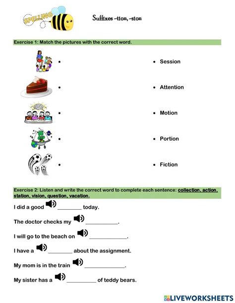 Suffixes Tion Amp Sion Worksheet Live Worksheets Suffix Tion Worksheet - Suffix Tion Worksheet