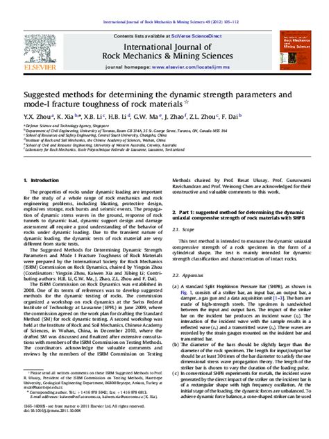 Read Online Suggested Methods For Determining The Strength Of Rock 