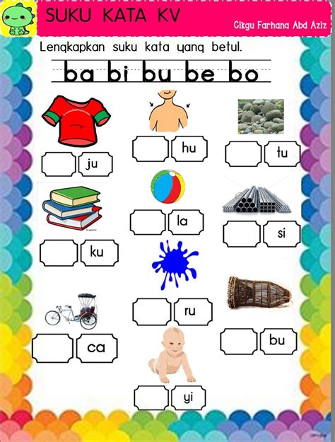 Suku Kata Kv Bb Worksheet Kindergarten Coloring Pages Bb Worksheet  Preschool - Bb Worksheet, Preschool