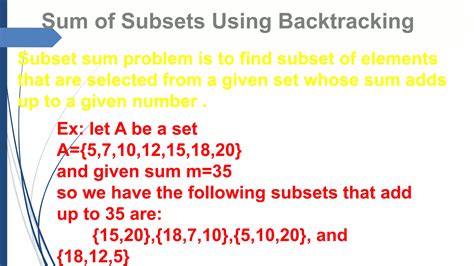 Sum Of Subsets Using Backtracking