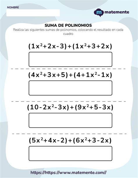 Suma De Polinomios Ejercicios