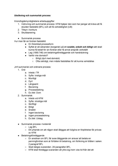 summarisk processform