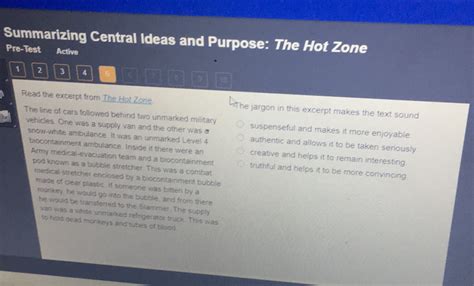 Summarizing Central Ideas And Purpose The Hot Zone