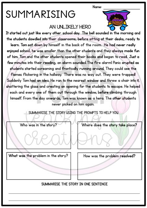 Summarizing Worksheets