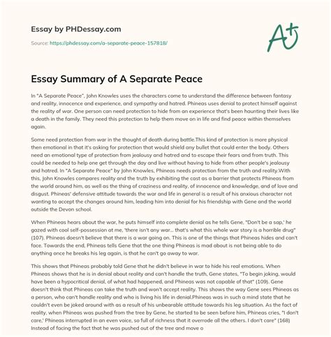 Summary A Separate Peace