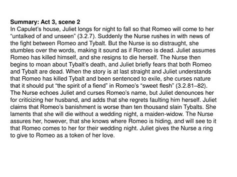 Summary Act 3 Scene 2 Romeo And Juliet