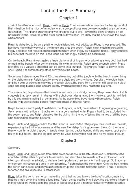 Summary Chapter 10 Lord Of The Flies
