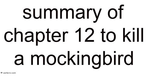 Summary Chapter 12 To Kill A Mockingbird