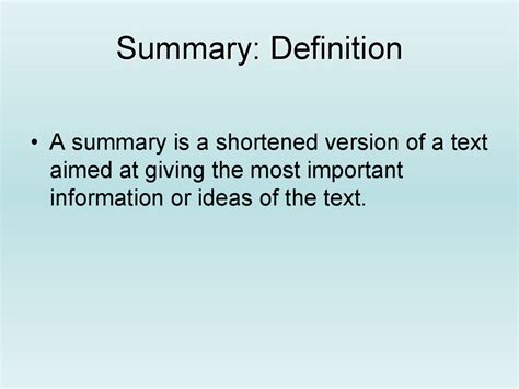 summary definition