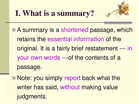 summary definition writing