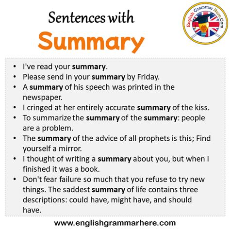 summary english meaning