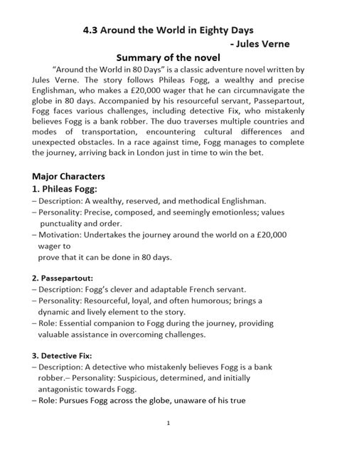 Summary For Around The World In 80 Days