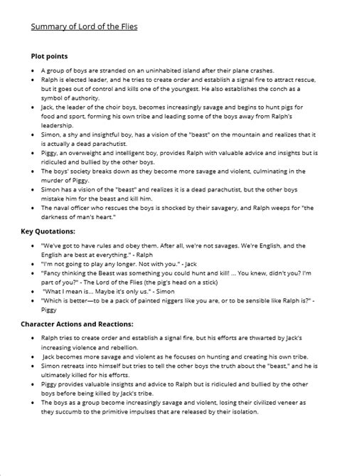 Summary For Chapter 5 Lord Of The Flies