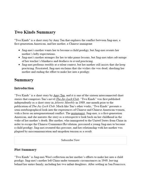 Summary For Two Kinds