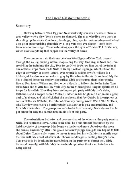Summary Of Chapter 2 Great Gatsby
