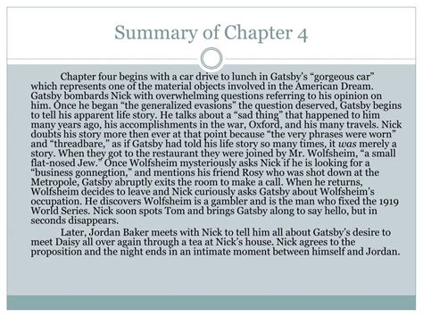 Summary Of Chapter 4 Great Gatsby