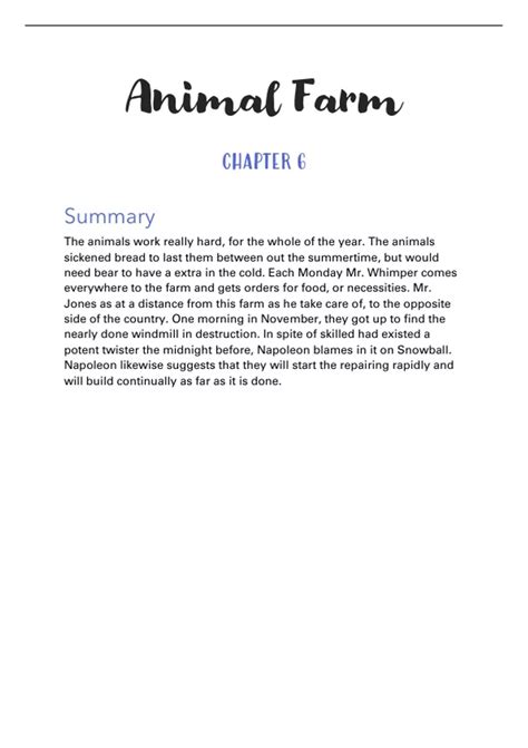 Summary Of Chapter 6 Animal Farm