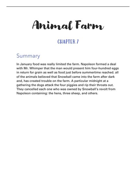 Summary Of Chapter 7 Animal Farm