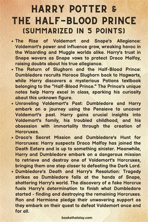 Summary Of Harry Potter Half Blood Prince