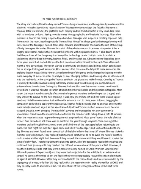 Summary Of Maze Runner