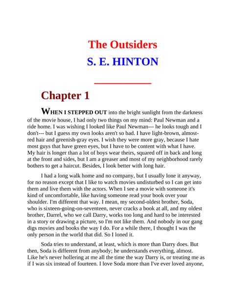 Summary Of Outsiders Chapter 1
