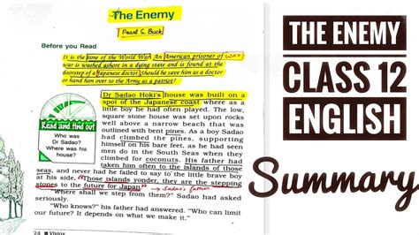 Summary Of The Enemy Class 12