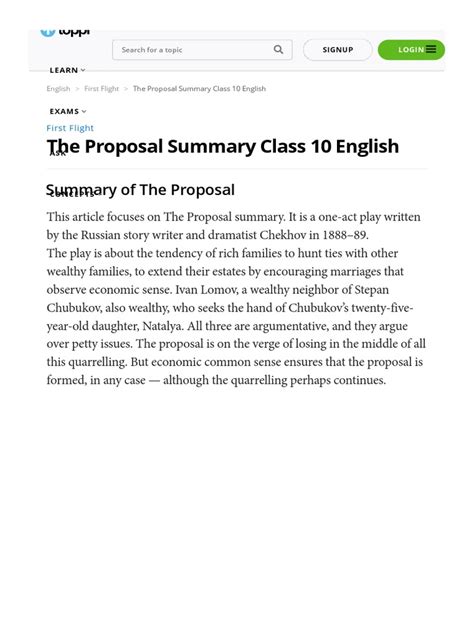 Summary Of The Proposal Class 10