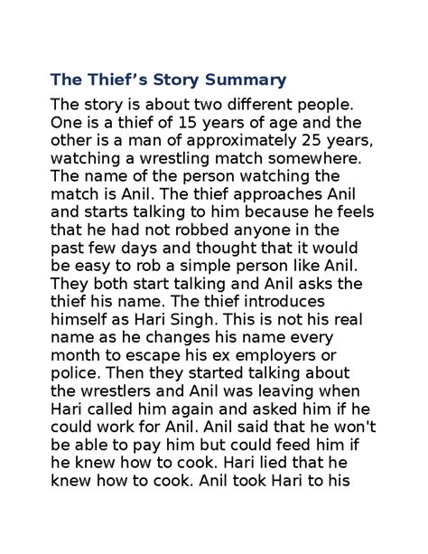 Summary Of The Thief