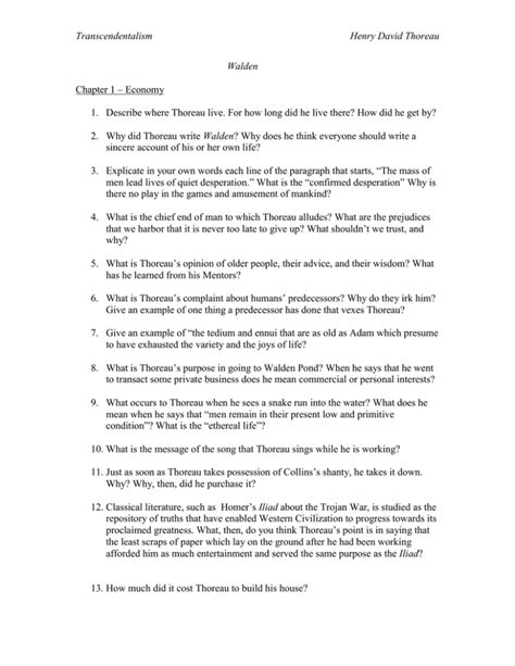 Summary Of Walden Chapter 1