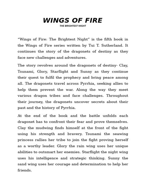 Summary Of Wings Of Fire