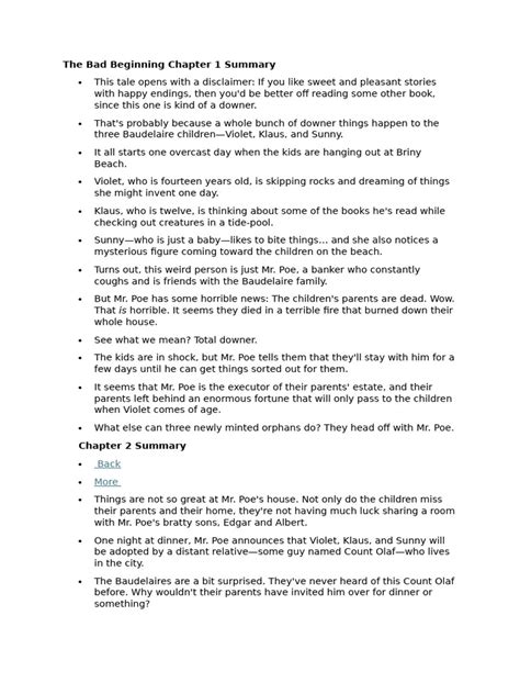 Summary The Bad Beginning