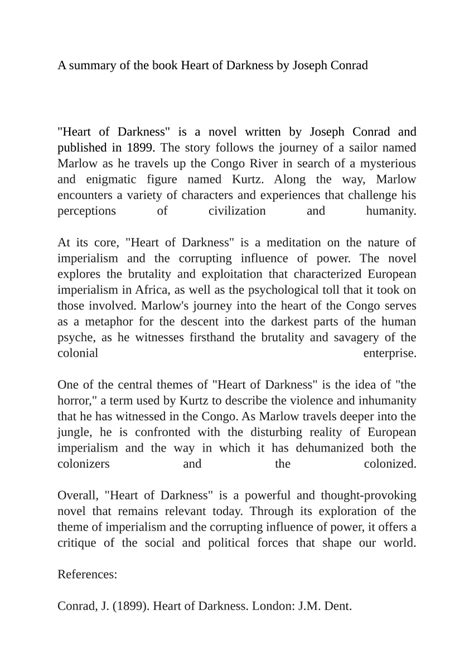 Summary The Heart Of Darkness
