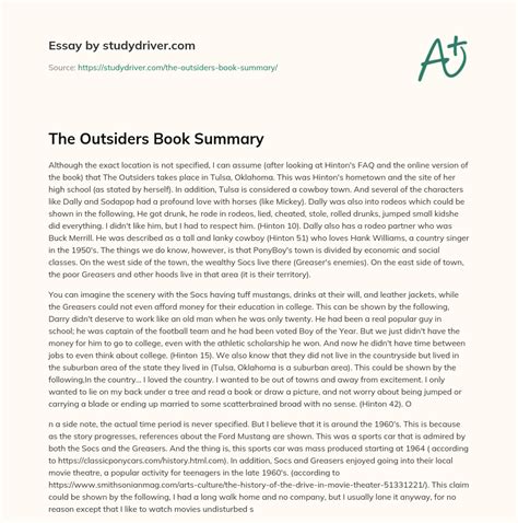 Summary The Outsiders Book