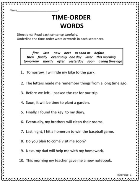 Summary With Time Order Words Worksheet Education Com Time Order Words Worksheet - Time Order Words Worksheet