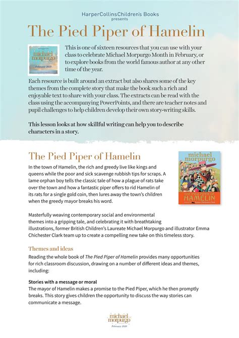 Read Summary Of Pied Piper Of Hamelin Story 