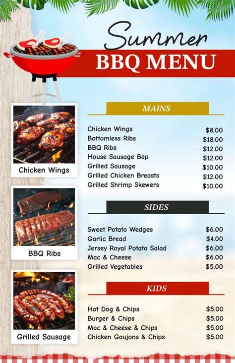 Summer Bbq Menu Template