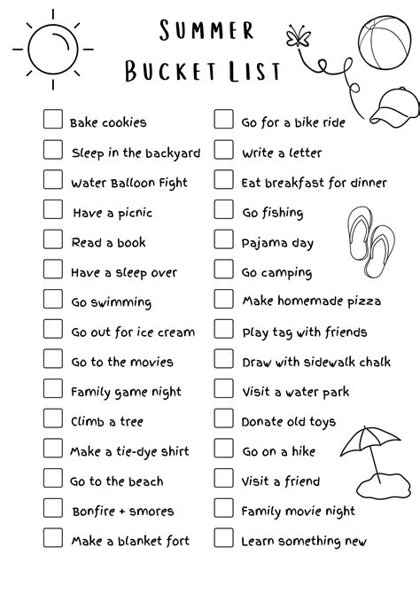 Summer Bucket List Printable For Kids From Under Summer Bucket List Worksheet - Summer Bucket List Worksheet