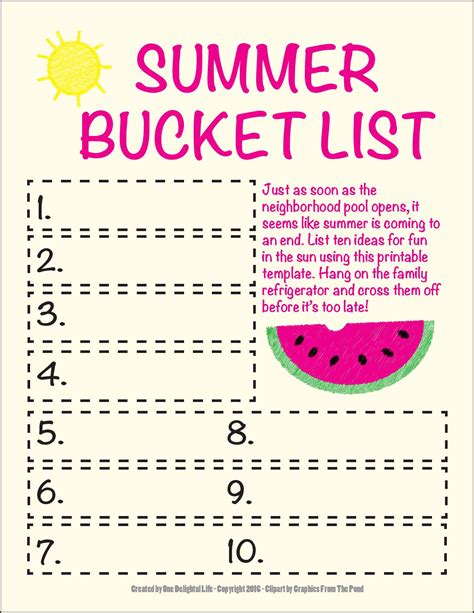 Summer Bucket List Worksheet Education Com Summer Bucket List Worksheet - Summer Bucket List Worksheet